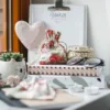 Pouches like linen with printing 8 x 10 cm - natural / roses Baby Shower