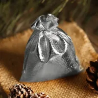 Metallic bags 8 x 10 cm - silver Valentine's Day