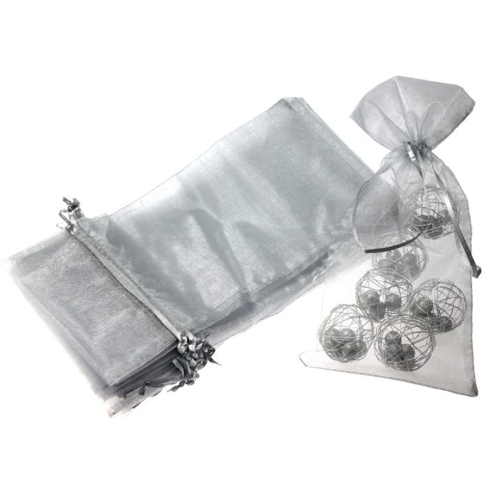 Organza bags 13 x 27 cm - silver Christmas bag