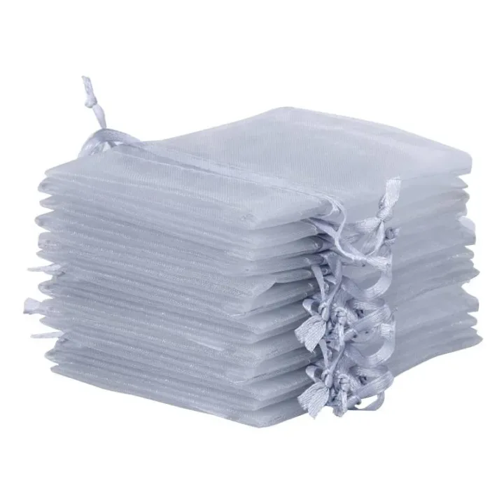 Organza bags 15 x 20 cm - silver Medium bags