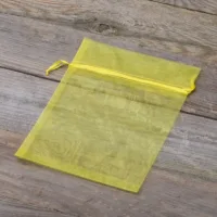 Organza bags 15 x 20 cm - yellow Easter