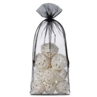 10 pcs Organza bags 15 x 33 cm - black 36 Organza bags 15 x 33 cm - black Medium bags 15x33 cm