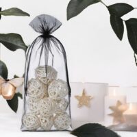 Organza bags 15 x 33 cm - black Black bags