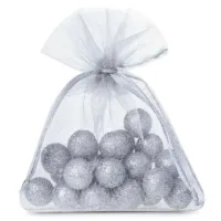25 pcs Organza bags 7 x 9 cm - silver 33 Organza bags 7 x 9 cm - silver Small bags 7x9 cm