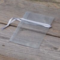 Organza bags 7 x 9 cm (SDB) - silver Valentine's Day