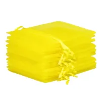 Organza bags 7 x 9 cm - yellow Easter