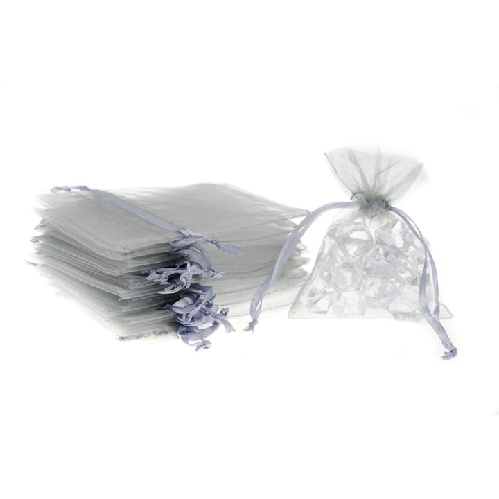 Organza bags 8 x 10 cm - silver Women's Day