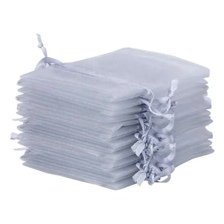 Organza bags 9 x 12 cm - silver Lavender and scented dried filling