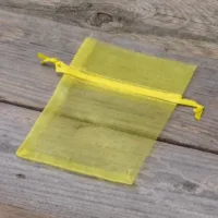 Organza bags 9 x 12 cm - yellow Easter