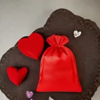 Satin bags 15 x 20 cm - red Valentine's Day