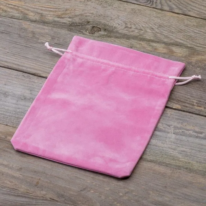 Velvet pouches 15 x 20 cm - light pink For children