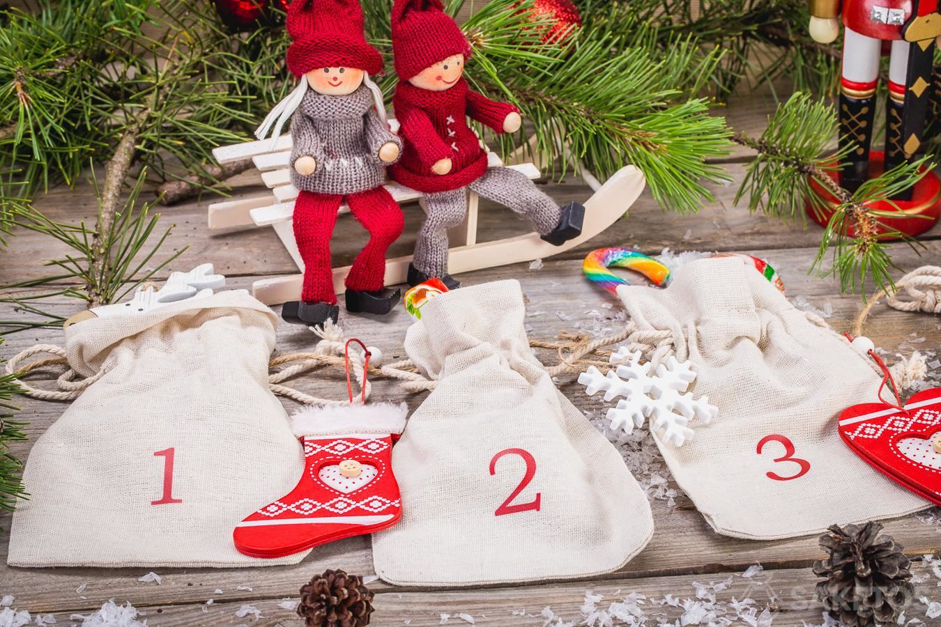 Advent calendar made of material bags