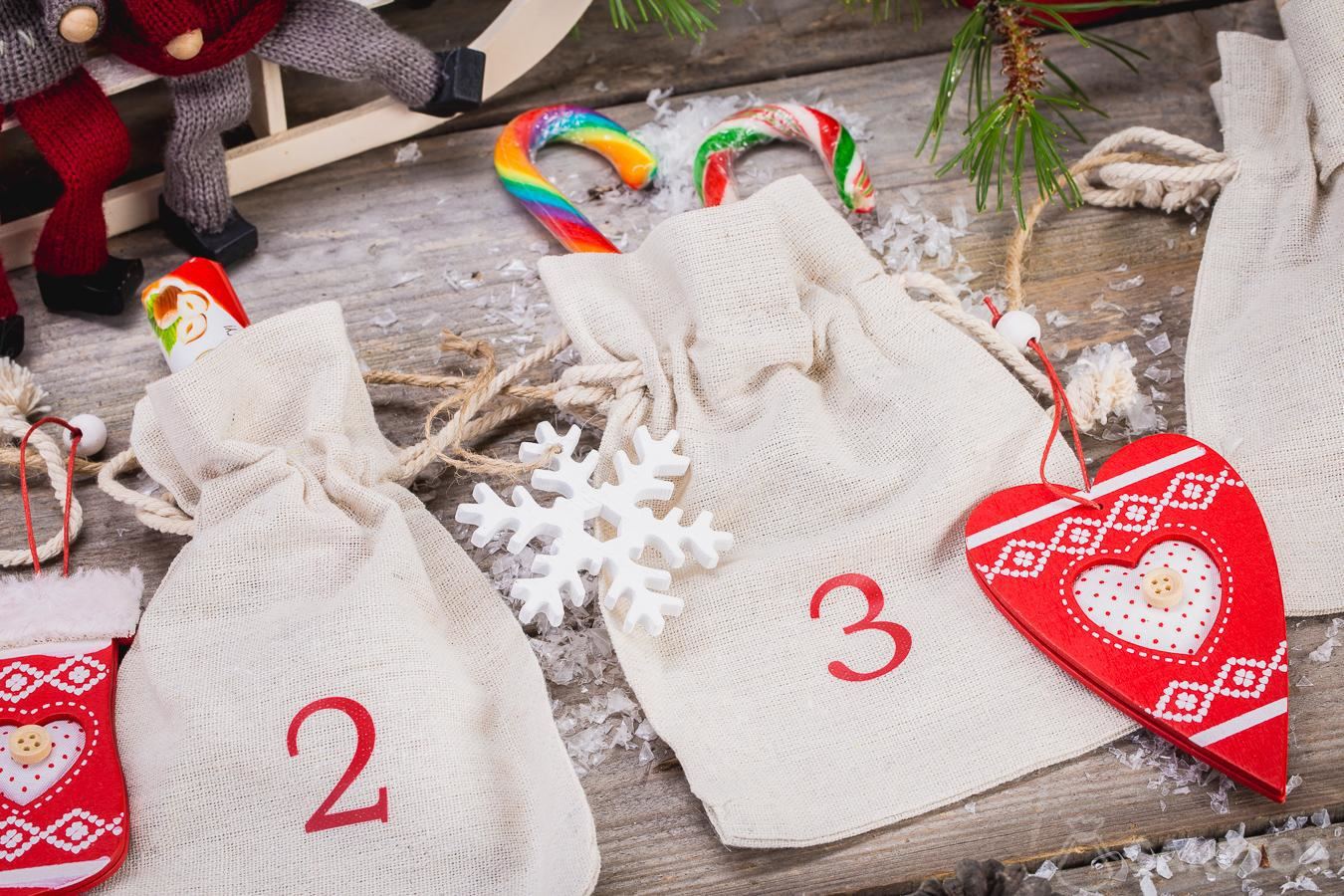 Advent calendar made with linen bags