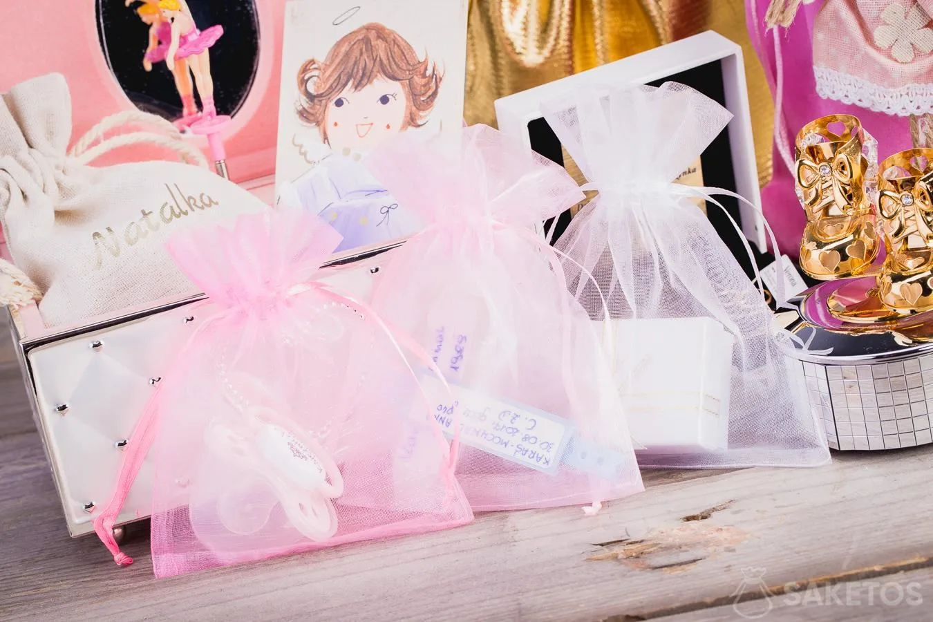 Organza material - decorations at the home, table and interior 8 The organza bag is perfect for storing children's small items