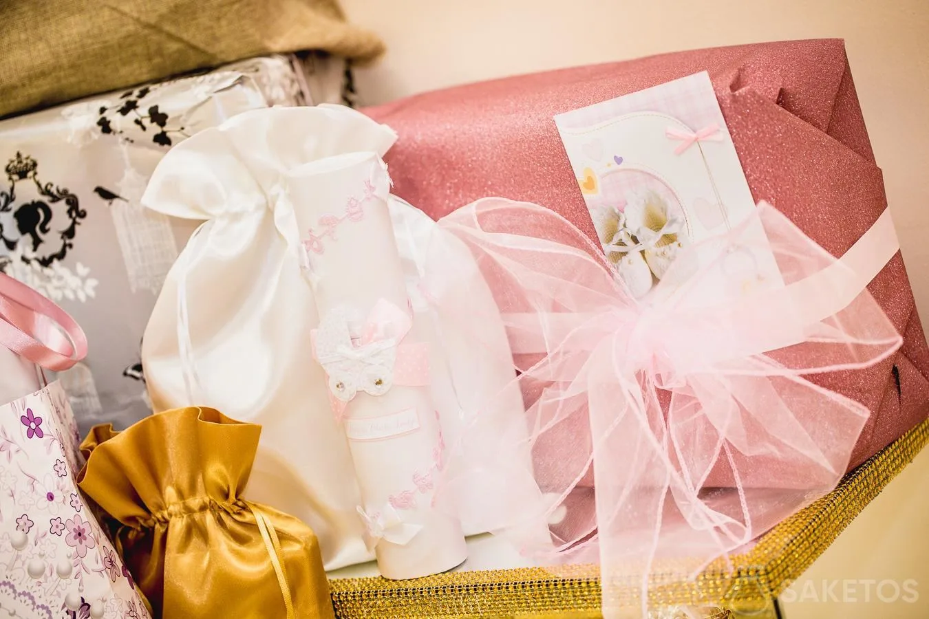 Organza material - decorations at the home, table and interior 3 Bags are perfect for gift wrapping, e.g. for a baptism