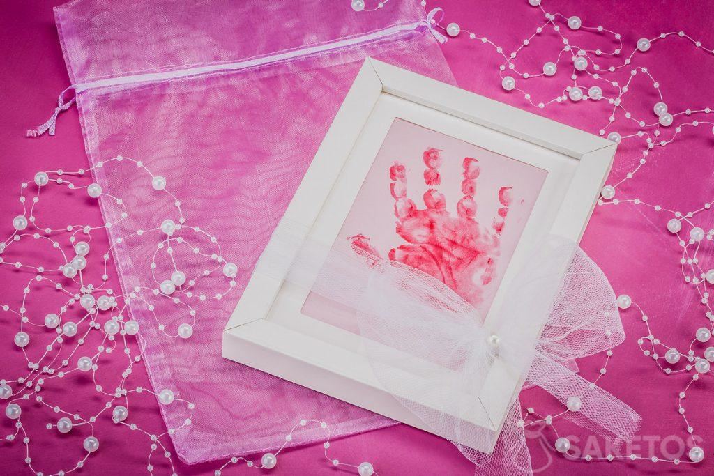 Organza bag for baby's handprint