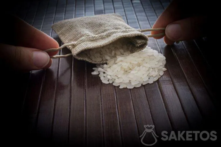 jute bag with rice