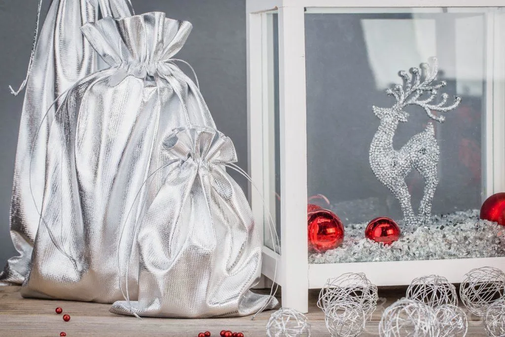 Home decorations made out of silver metallic bags