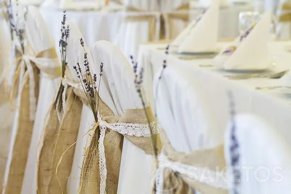 Lavender decorations for a rustic wedding