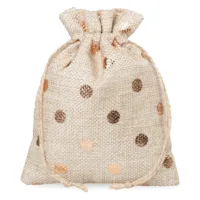Burlap Gift Bags with Polka Dots - 12x15 cm, Set of 10 - Natural Charm with a Sparkle 2
