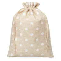 Set of 5 Burlap Sacks 18x24 cm - Rustic Look with White Polka Dots 4