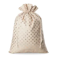 Large Jute-Style Gift Sack 50x70 cm with Gold Polka Dots - Elegant & Reusable Packaging 4
