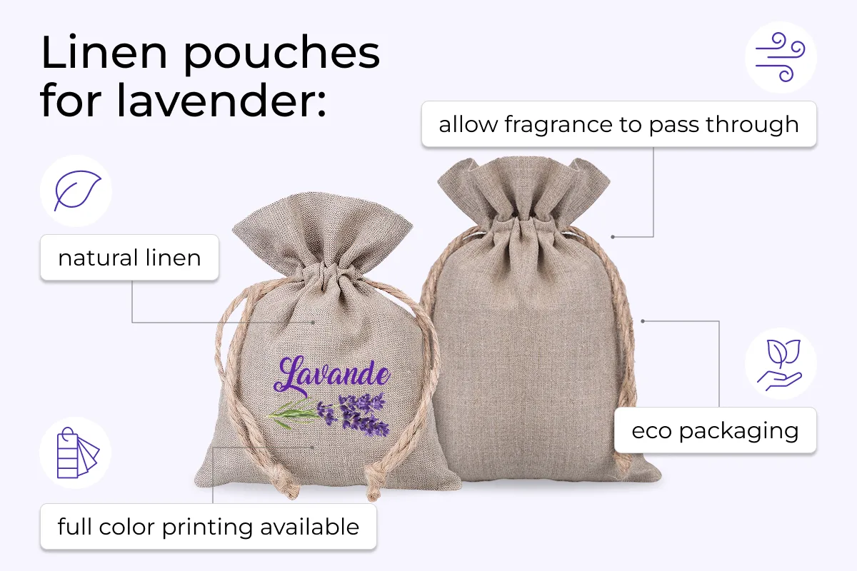 Linen pouches for lavender - packaging for lavender growers 14 Linen pouches for lavender