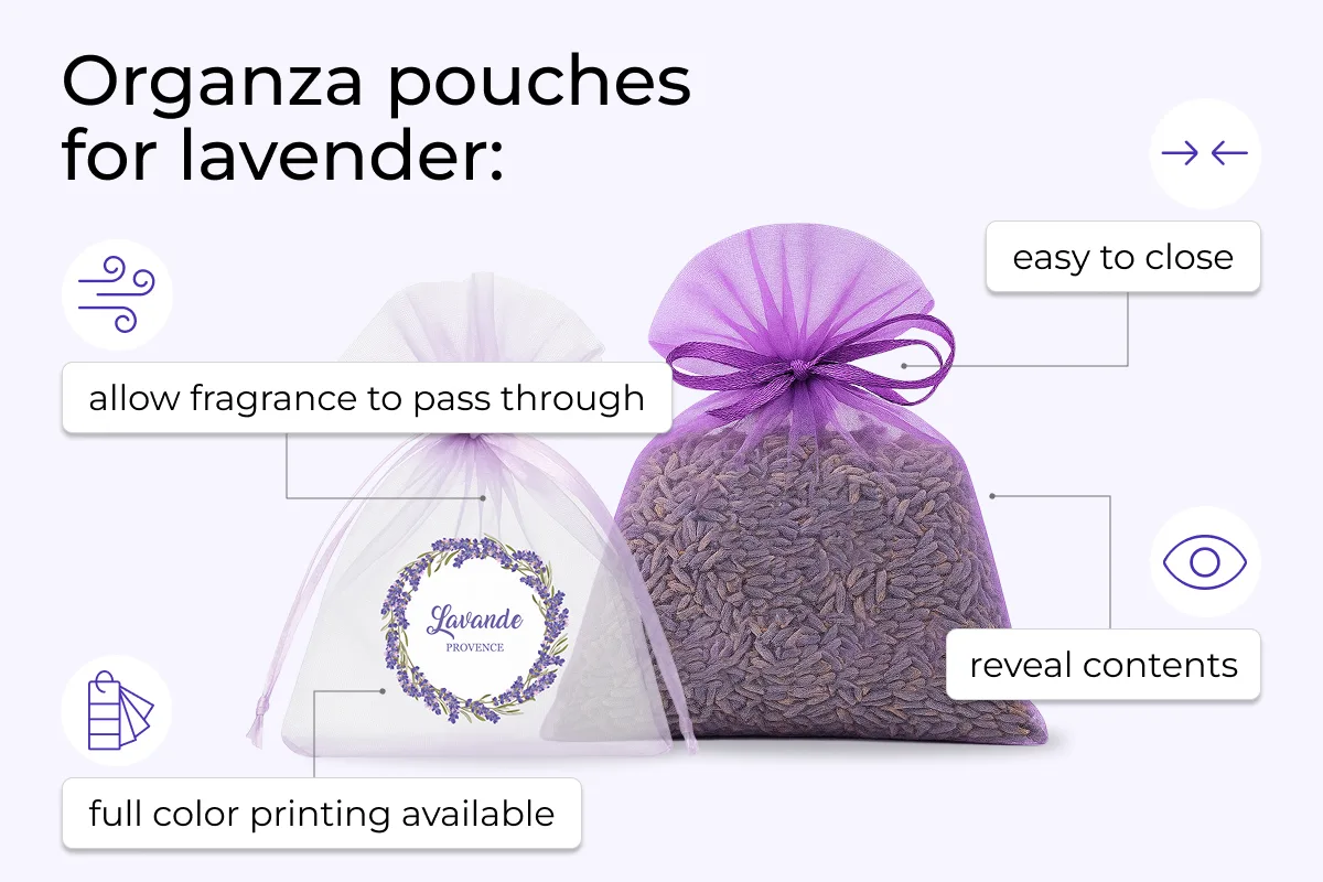 Grower's guide: How to choose organza pouches for lavender - sizes, capacity, patterns and tips 20