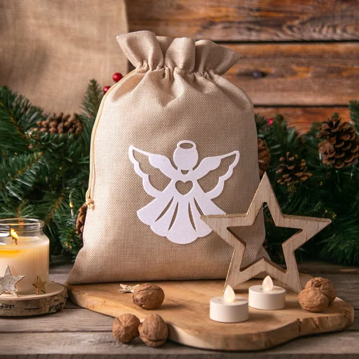 Jute bag 26 x 35 cm white angel