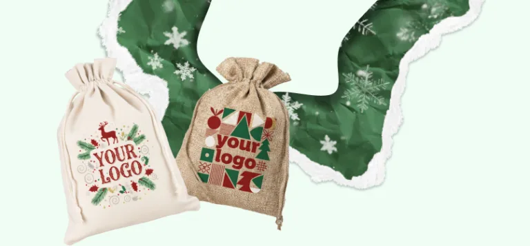 Christmas gift bags with company logo