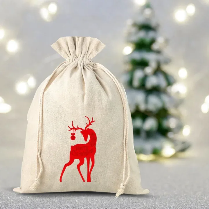 Linen Christmas pouches
