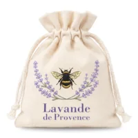 10 pcs lavender cotton pouches 9 x 12 cm, natural, with the print "Lavande de Provence" 19