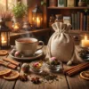 Linen Bags in a festive arrangement with tea and spices