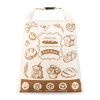 Cotton bread bag with clip closure, 32 x 42 cm, for storing bread, with TPU coating 14
