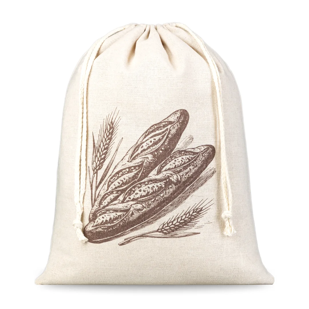 Linen Look Bread Bag 30x40 cm - Durable Bread Keeper with Drawstring 6