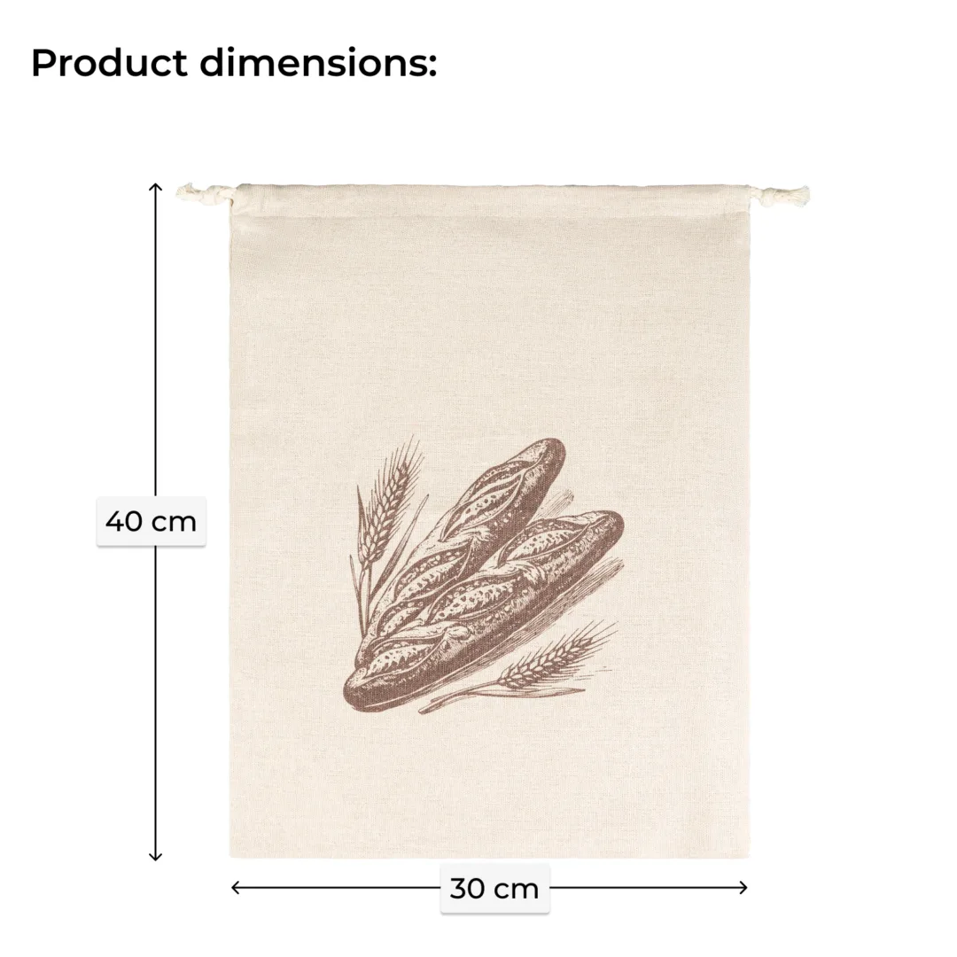 Linen Look Bread Bag 30x40 cm - Durable Bread Keeper with Drawstring 7