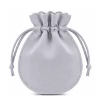 Grey Velvet Drawstring Pouch 9 x 12 cm - Pack of 10 10