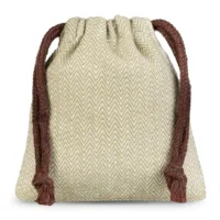 Set of 5 Cotton Drawstring Bags in Herringbone Pattern 8 x 10 cm - Natural 19
