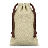 Set of 5 Small Cotton Pouches in Herringbone 10 x 15 cm - Natural 18